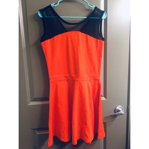 Orange and black party dress